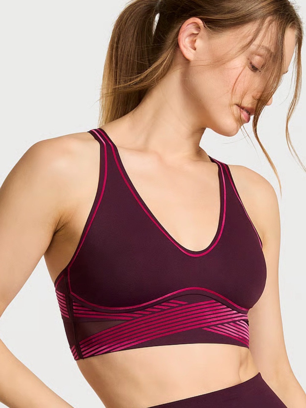 Women’s Plum & Fuchsia Striped Sports Bra